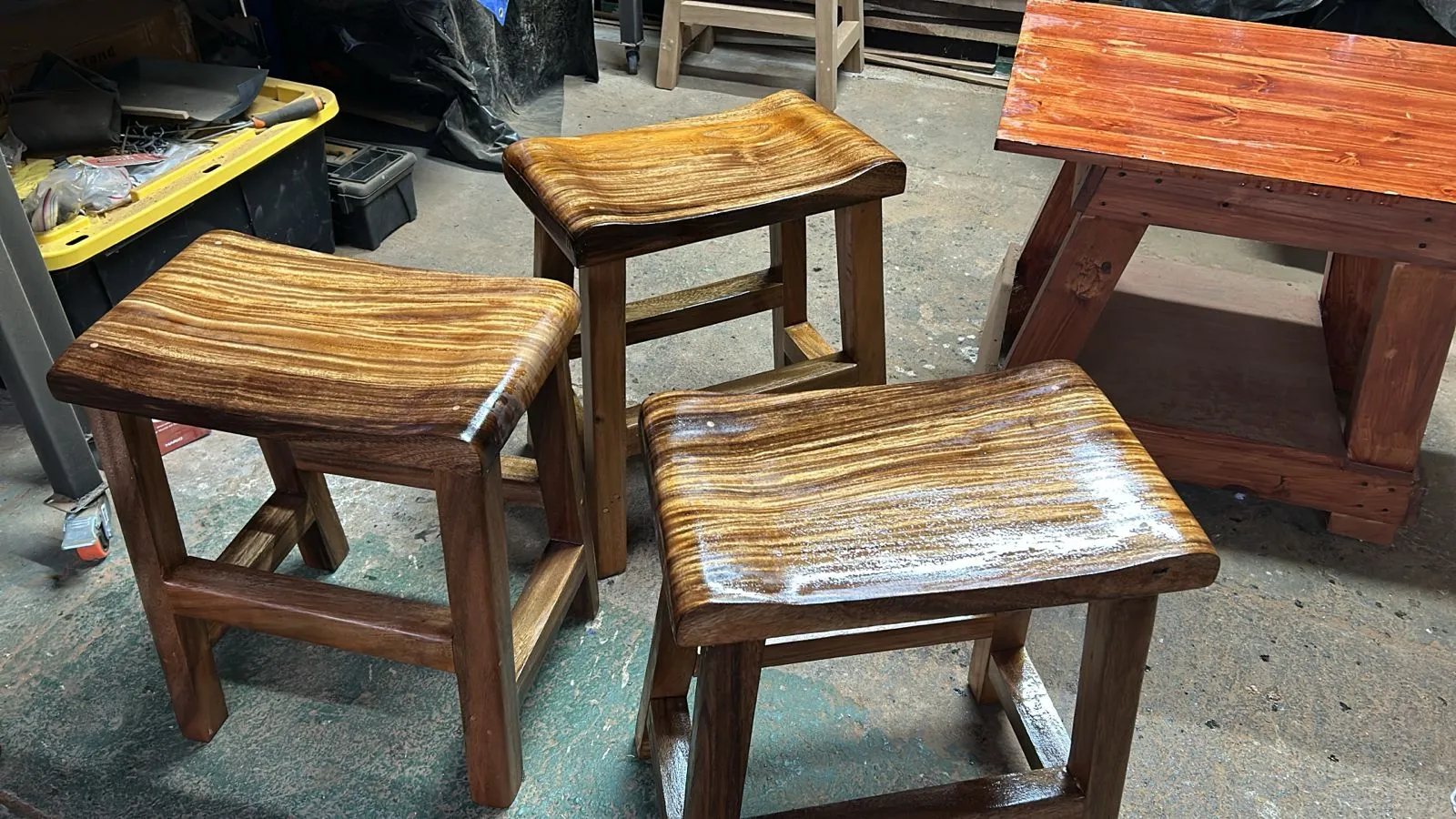 Sculpted Hardwood Kitchen Stools
